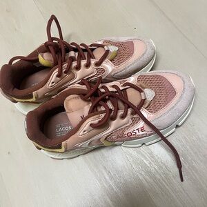 Lacoste Women's Pink and Yellow Athletic Shoes